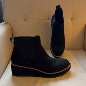 Eileen Fisher Luv Ankle Bootie Wedge Chelsea Black Leather Size 9